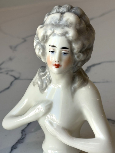 Beauty antique porcelain pin - beauty,
