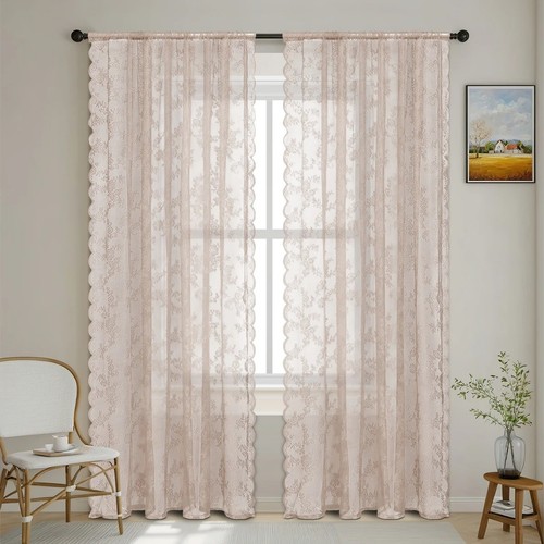 Lace sheer curtain panel - lace,
