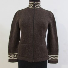 E1 JOCKEY Icelandic Crew Neck Cardigan 100% Wool Chest 34/36 UK S SKU Y12359