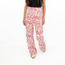 Karen Millen Trousers Womens Pink Zebra High Waist Relaxed Stretch Size 10
