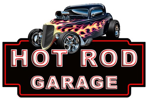 Hot rod garage cut out - rod,