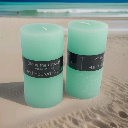 Mint green pillar candle - 2x,