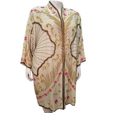 VTG Gunit Silk Beaded Kimono Jacket Womens Size 24 Art Deco 1920's Artsy Flapper