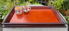 ANTIQUE EDWARDIAN COUNTRY HOUSE STYLE SOLID FLAME MAHOGANY BUTLERS TEA TRAY