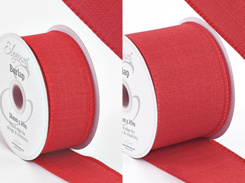 Red wired edge burlap hessian - red,