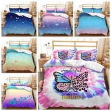 Gradient Tie-dye Effect Bedding Set Gift Quilt Duvet Cover Single Double Size UK
