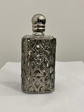 Vintage Art Nouveau Clear Glass Perfume Bottle Silver Plated Filagree
