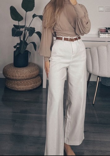 Zara linen blend straight - straight, wide