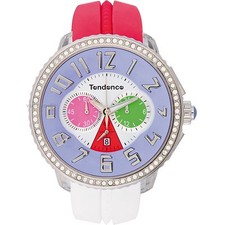 Tendence Crazy Watch Red White Rubber Strap Multicolor Dial Chrono TG460406