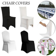 Stretchable White/Black Spandex Chair Covers Easy Fit for Dining Wedding & Party