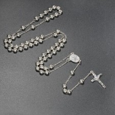 Silver Gold 6mm Rosary Necklace for  Christian Prayer Necklace Religiou Gif