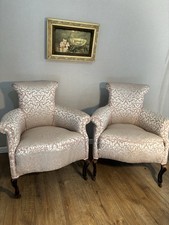 A Pair Of  Small Antique Bedroom Chairs Accent Chairs