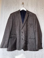 Mens Paul Costelloe Brown Check Wool Modern Fit Blazer Jacket Size 44 CG L12