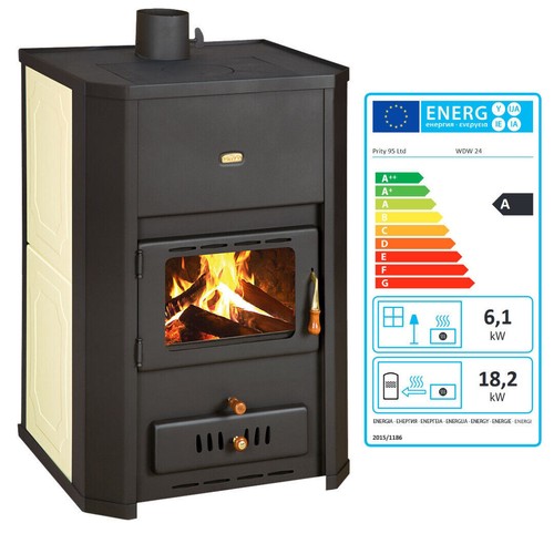 Wood burning stove - back, boiler