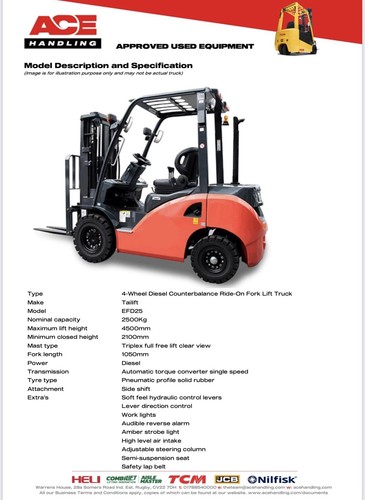 Tailift efd25 diesel forklift - tailift,