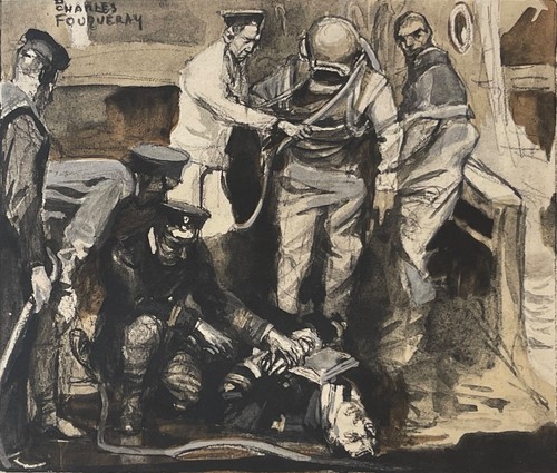 Deep sea diver recovering - diver,