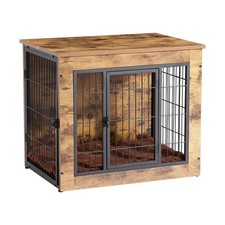 Rustic Brown Wooden Dog Crate