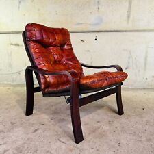 Vintage Patchwork Tan Leather Reclining Armchair – Space-Saving Comfort #A