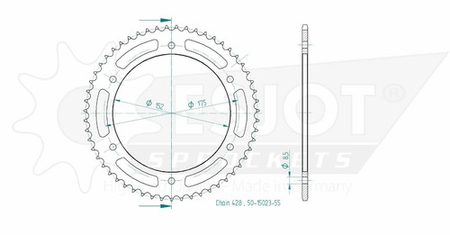 Rear sprockets esjot 15023 55t - esjot,