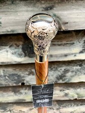 SWAGGER WALKING STICK CANE VICTORIAN STYLE SILVER NICKEL TOP KNOB HANDLE CANE✅  