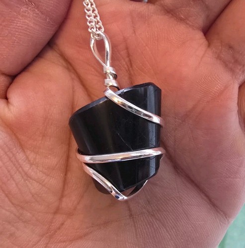 Black tourmaline necklace - black,