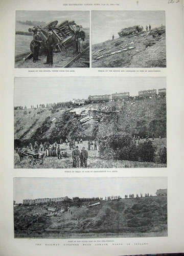 Old antique print 1889 railway - old,