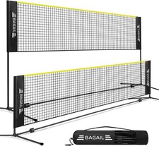 Badminton Net Foldable Nylon Adjustable Portable Carry Bag Yellow AUCTION