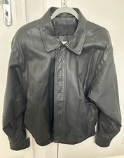 Men's black real leather blouson jacket