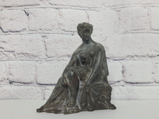 Antique 1890s Spelter Bronze Seated Greek Goddess Artemis Clock Topper