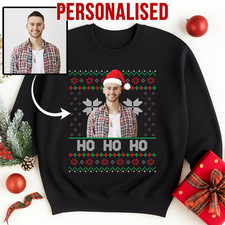 Personalised Christmas Jumper, Custom Your Face Christmas Unisex Sweatshirt