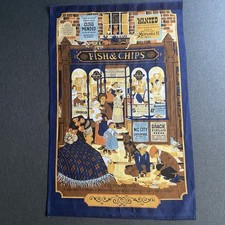 Vista Tea Towel Fish & Chips Made in Britain All Cotton Lancashire 76x49 Vintage