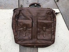 Genuine Brown Leather Garment/Suit Carrier/Hanger Travel Bag (half-fold)