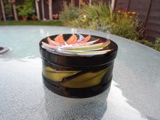 MOORCROFT   POTTERY. TROPICAL PARADISE PATTERN COVERED BOX . VICKY LOVATT. 2013