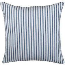 Navy Blue Ticking Stripe Cushion. Nautical Inspired Design. 17x17" Square
