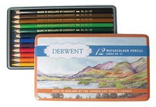 Derwent Watercolour Pencils 12 Tin  Limited Edition Retro Vintage Collectors Set
