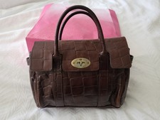 Vintage Brown Bayswater Faux Croc Leather Handbag