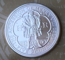 King's Portrait Henry VIII Accession £5 Coin Taken out of Pack  - BU Sealed 2009