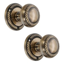 Door Knobs Pair Antique Brass