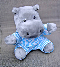 SILENT NIGHT HIPPO IN BLUE STRIPED PYJAMAS CUDDLY TOY PLUSH MASCOT PLUSHIE