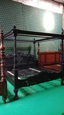 USA King ( 79"80" ) BLACK Rococ style four poster mahogany bedframe R30