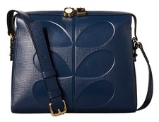 VGC Orla Kiely Stem Large Iris Blue Leather shoulder Bag crossbody