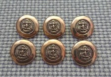 6 x Gold Tone Metal Look Buttons 21mm Vintage Nautical Anchor Sailor Style