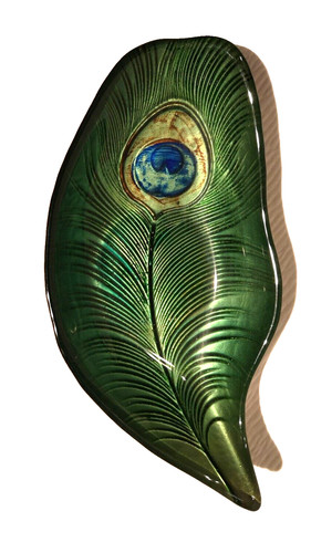 Peacock feather glass dish - peacock,