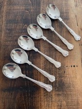 SET OF 6 SILVER PLATED KINGS PATTERN SOUP SPOONS