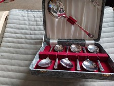 vintage de montford epns Sheffield silver fruit spoons set cutlery boxed