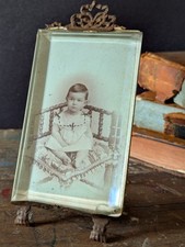 Antique French ornate knot and ribbon Bevelled Glass easel Photo Frame 