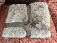 Dunelm Grey Faux Fur Throw  /