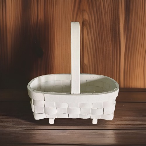 White wooden basket weave - wooden,
