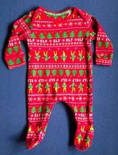 ELF Christmas Babygrow Baby Boy / Girl 0-3 Months Winter Red Nordic Design