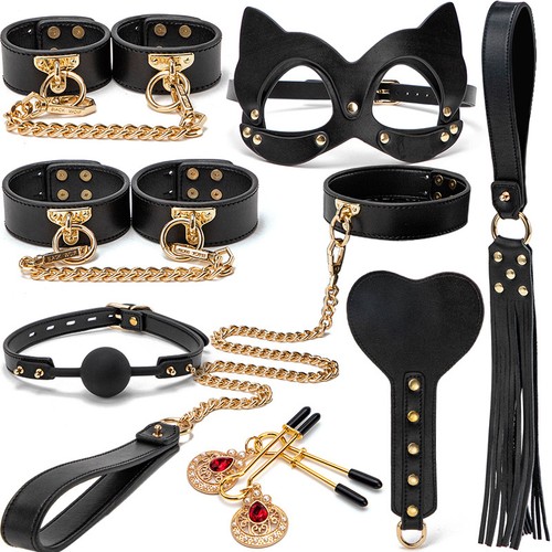 Piece bdsm leather collar - leather, &